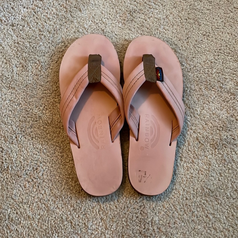 Rainbow Flip Flops Pink Leather